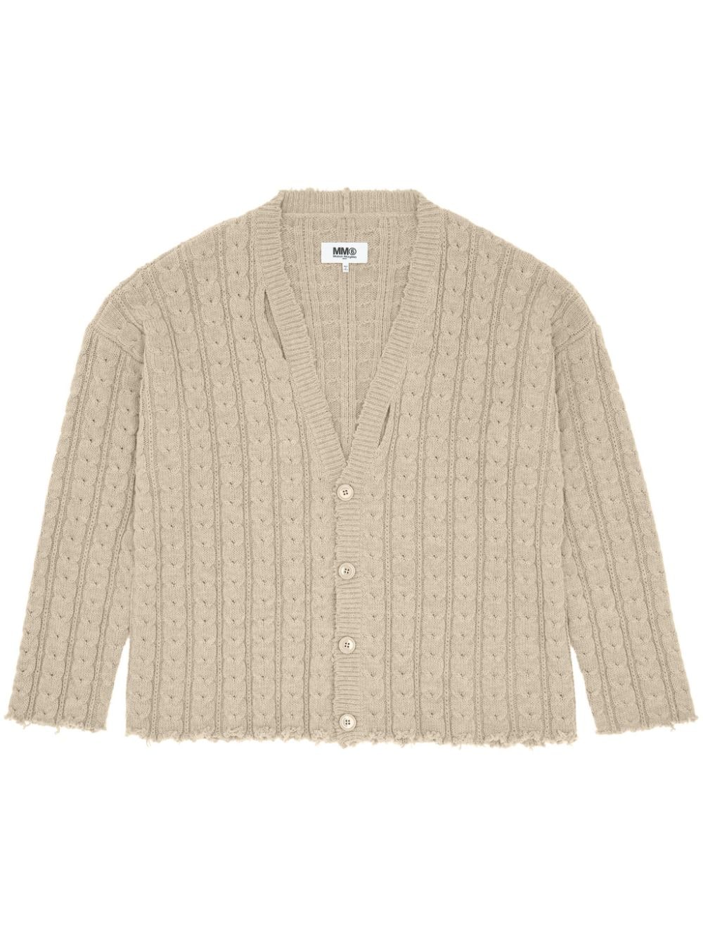 MM6 Maison Margiela V-neck ribbed cardigan - Neutrals von MM6 Maison Margiela