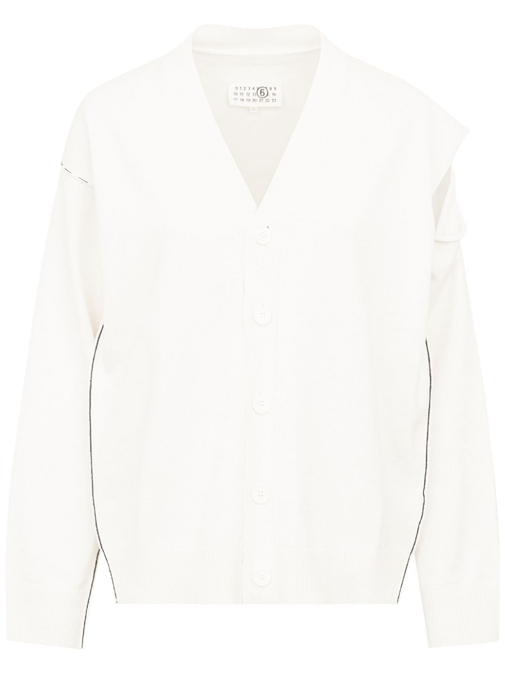 MM6 Maison Margiela V-neck cut-out cardigan - White von MM6 Maison Margiela