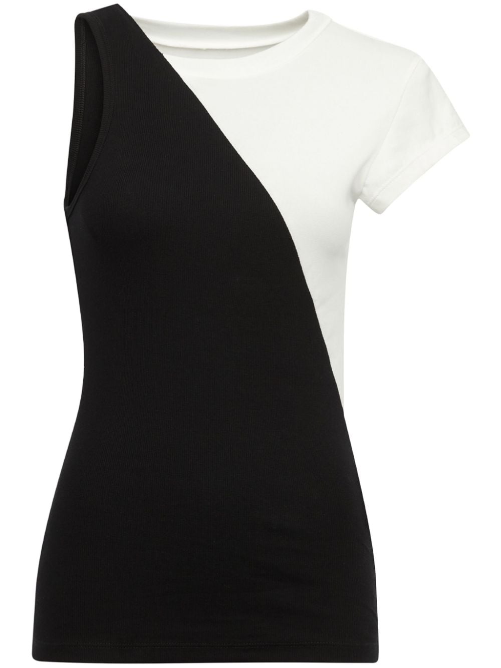 MM6 Maison Margiela asymmetric cotton blend T-shirt - Black von MM6 Maison Margiela