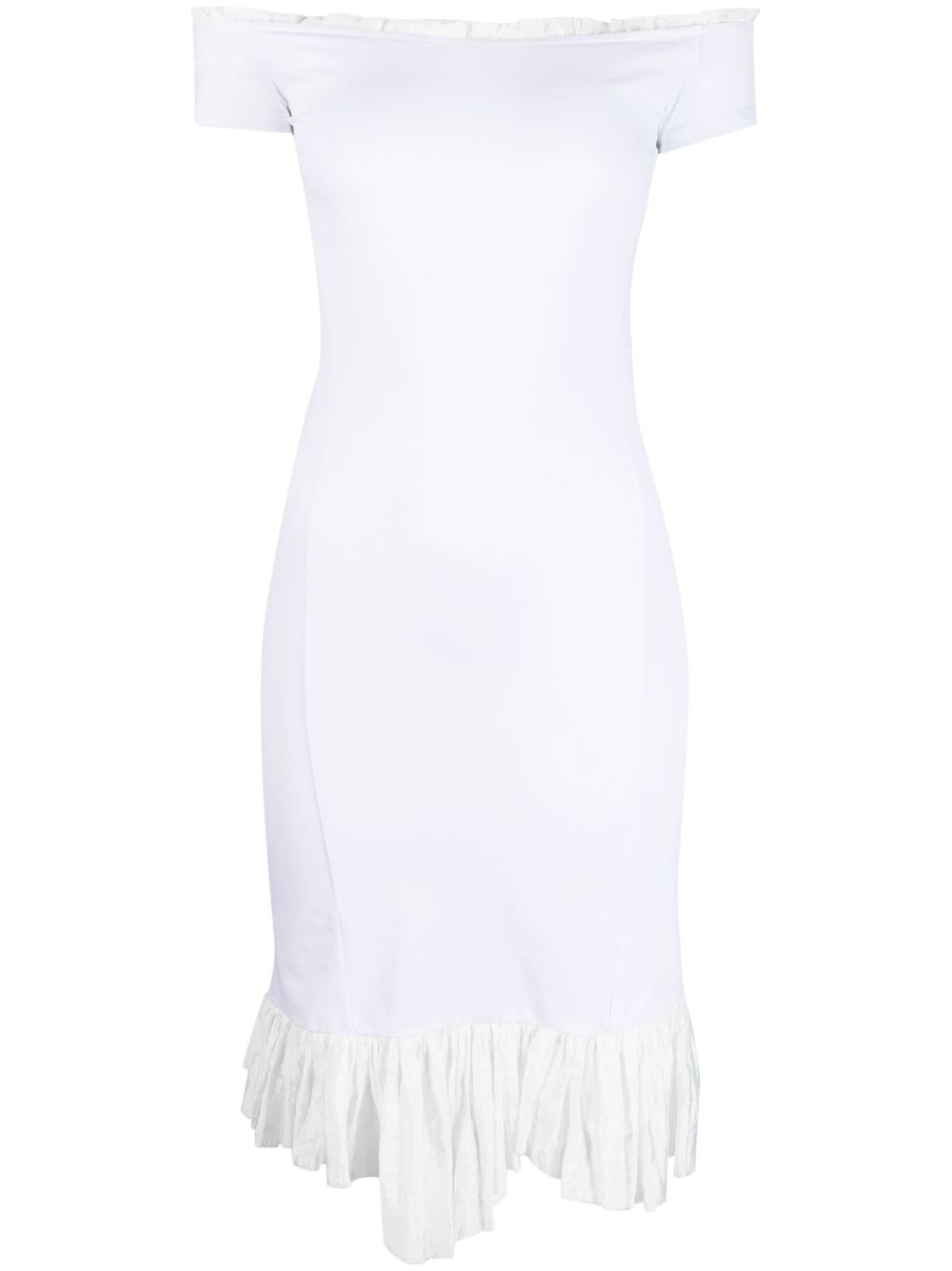 MM6 Maison Margiela asymmetric off-shoulder dress - White von MM6 Maison Margiela