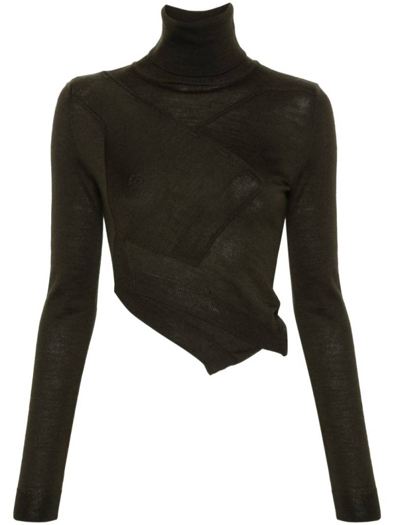 MM6 Maison Margiela asymmetric panelled roll-neck jumper - Green von MM6 Maison Margiela