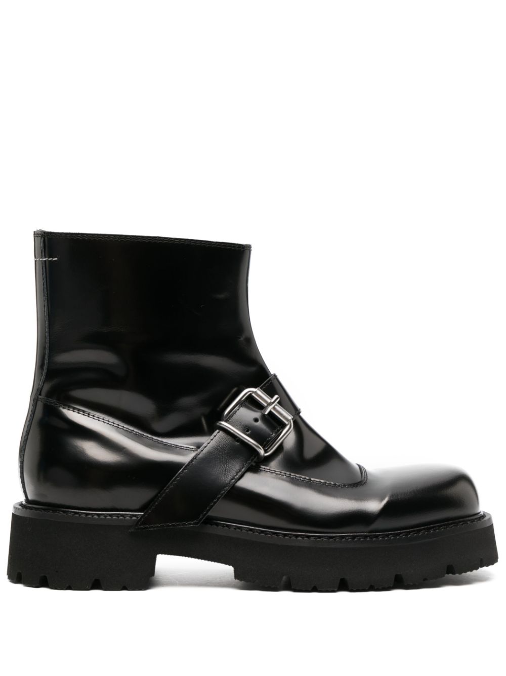 MM6 Maison Margiela buckled leather ankle boots - Black von MM6 Maison Margiela