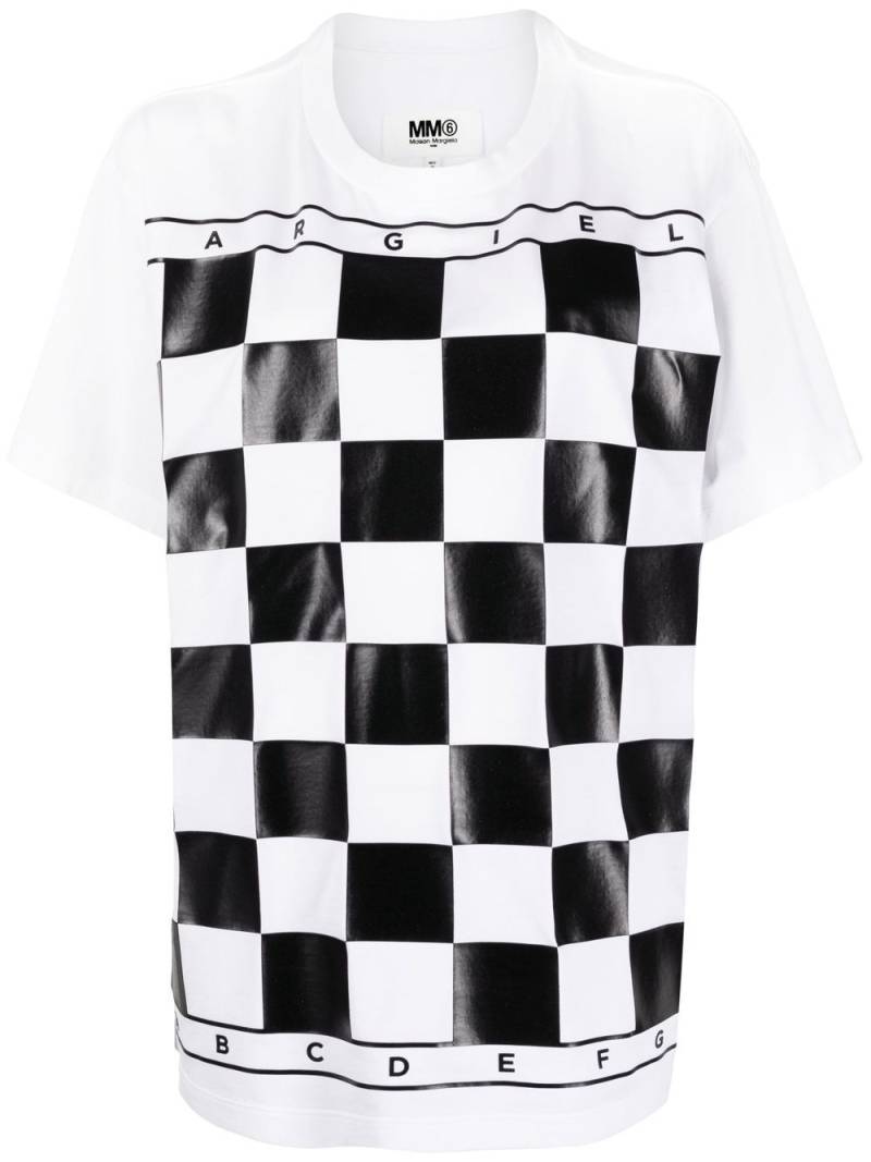 MM6 Maison Margiela checked short-sleeve T-shirt - White von MM6 Maison Margiela