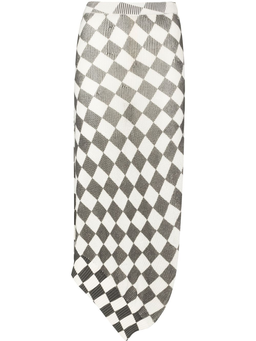 MM6 Maison Margiela checkerboard-pattern asymmetric skirt - Neutrals von MM6 Maison Margiela