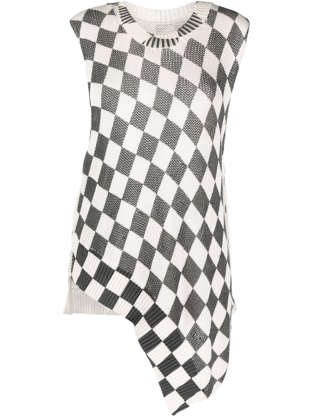 MM6 Maison Margiela checkerboard-print knitted top - White von MM6 Maison Margiela