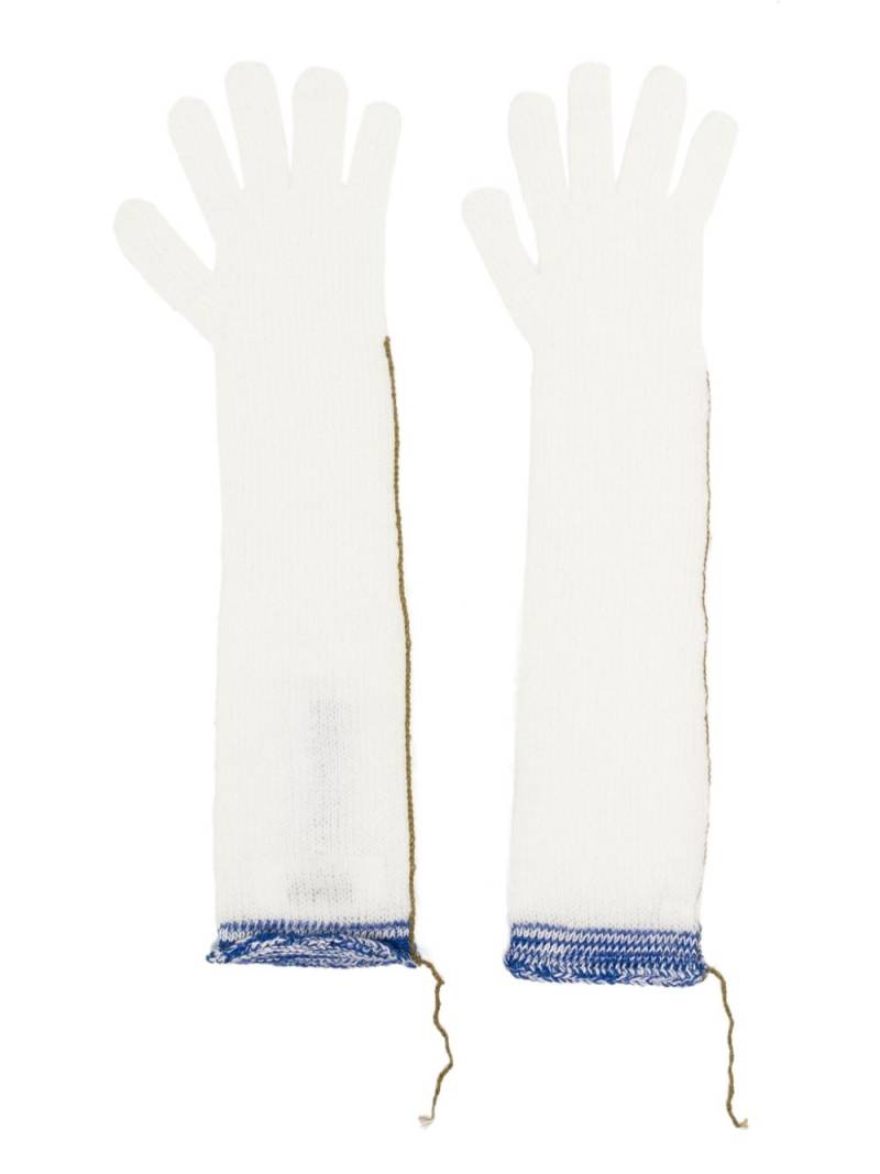 MM6 Maison Margiela contrast-stitch open-knit gloves - White von MM6 Maison Margiela