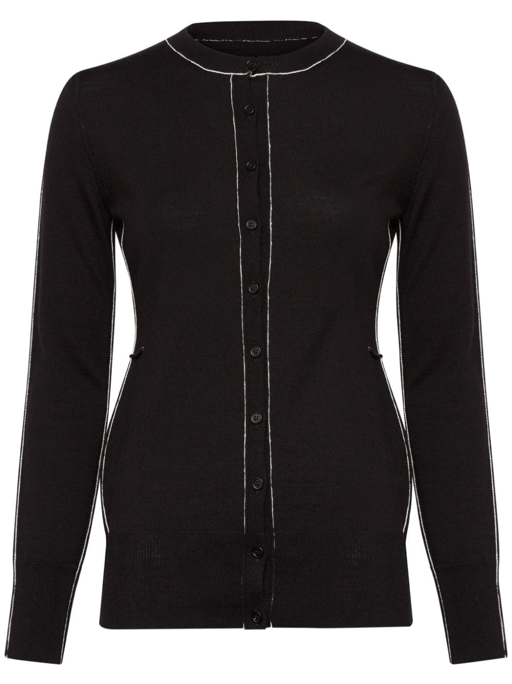 MM6 Maison Margiela contrasting-border crew-neck cardigan - Black von MM6 Maison Margiela