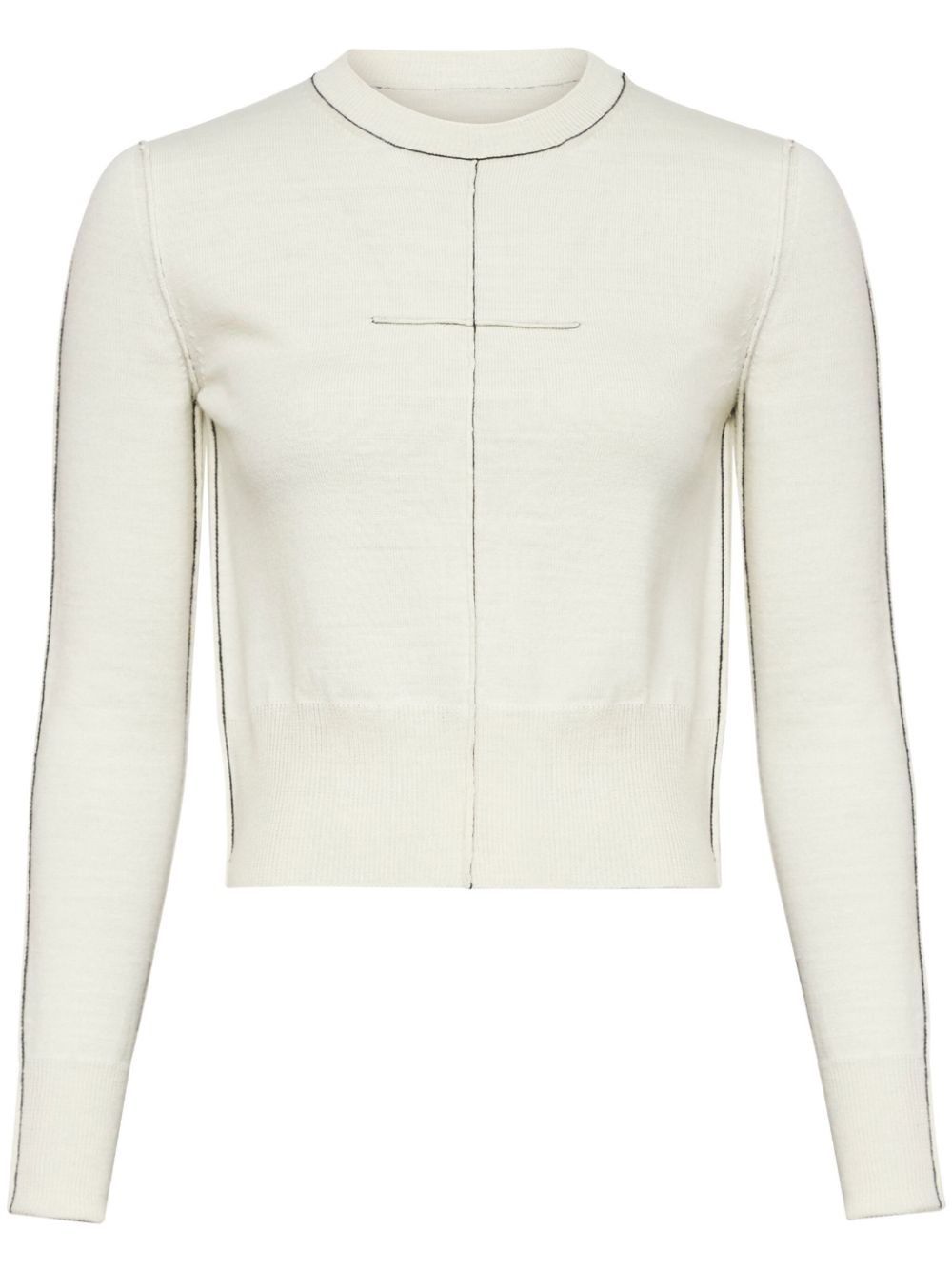 MM6 Maison Margiela contrasting-border crew-neck jumper - Neutrals von MM6 Maison Margiela