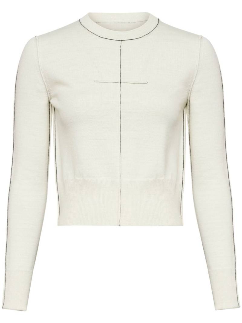 MM6 Maison Margiela contrasting-border crew-neck jumper - Neutrals von MM6 Maison Margiela