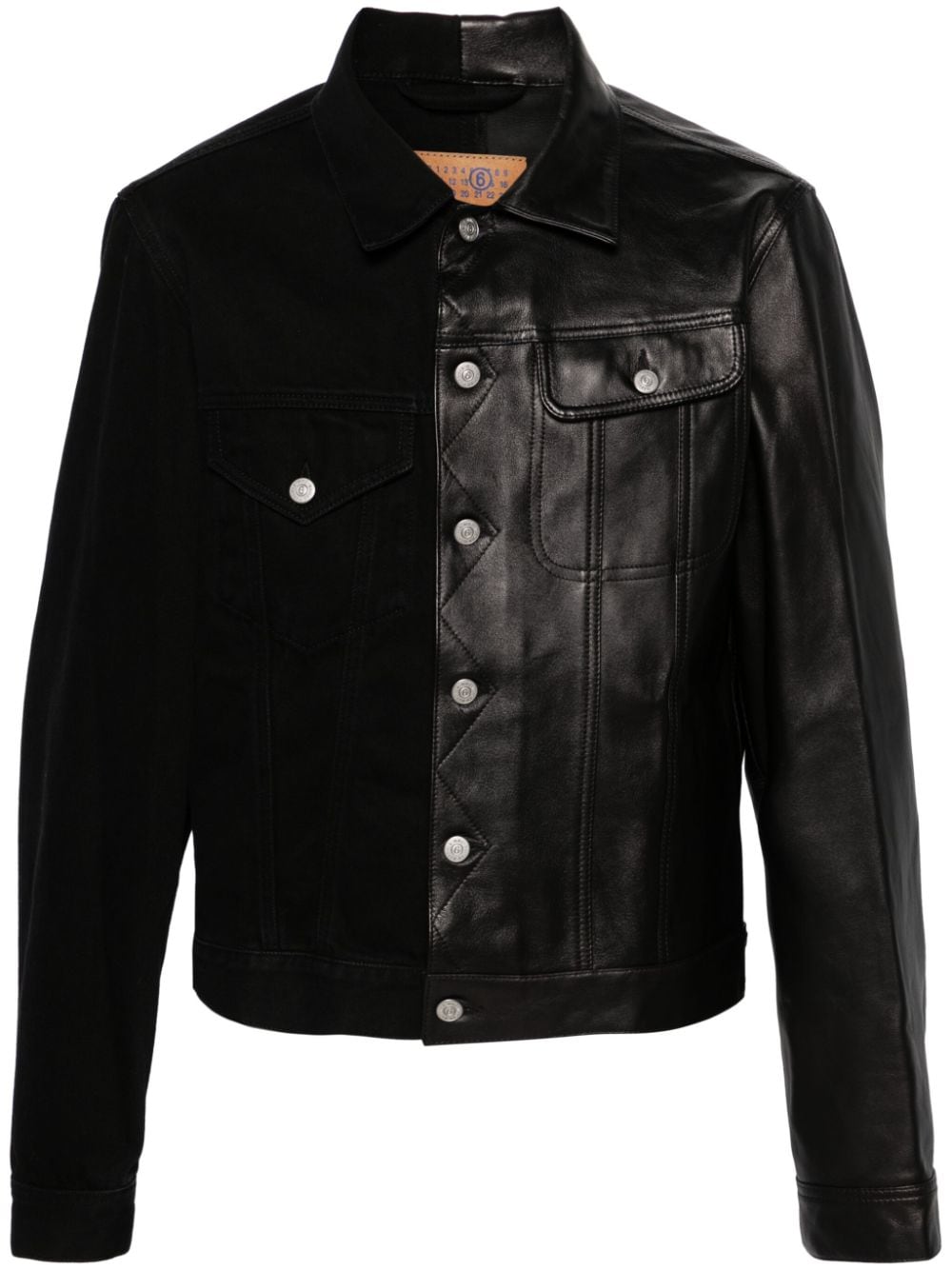 MM6 Maison Margiela contrasting-fabrics panelled shirt jacket - Black von MM6 Maison Margiela