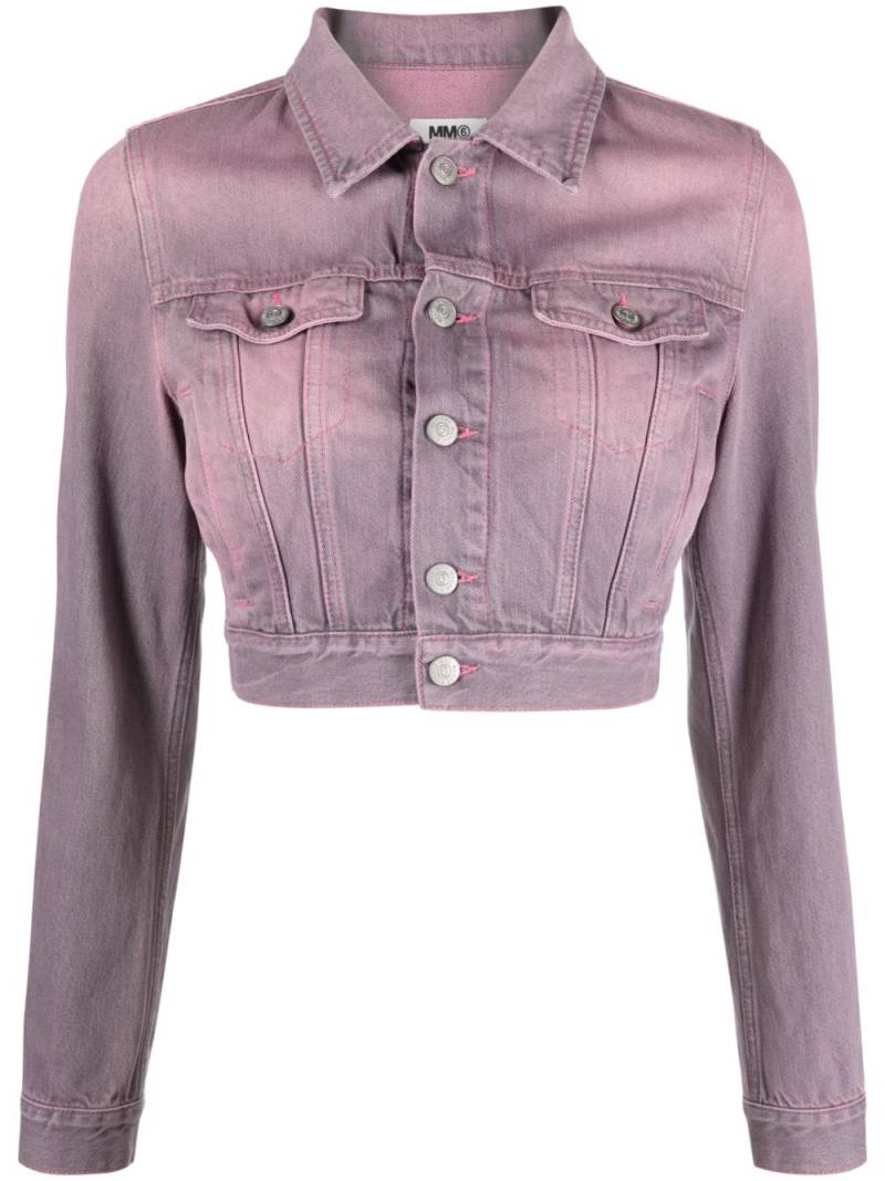 MM6 Maison Margiela cropped denim jacket - Pink von MM6 Maison Margiela