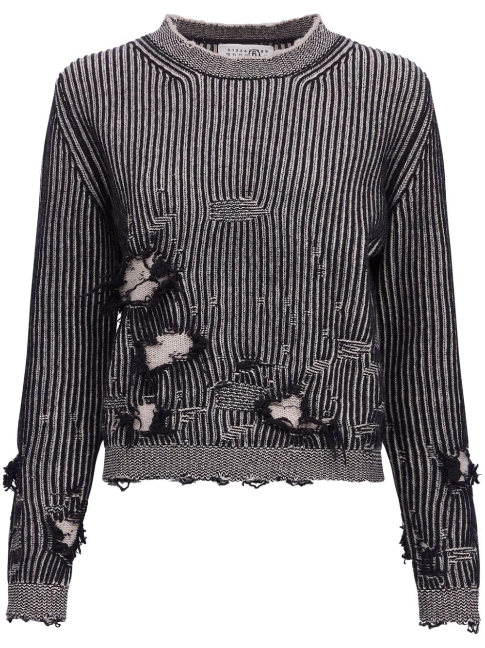 MM6 Maison Margiela distressed-effect knitted jumper - Grey von MM6 Maison Margiela