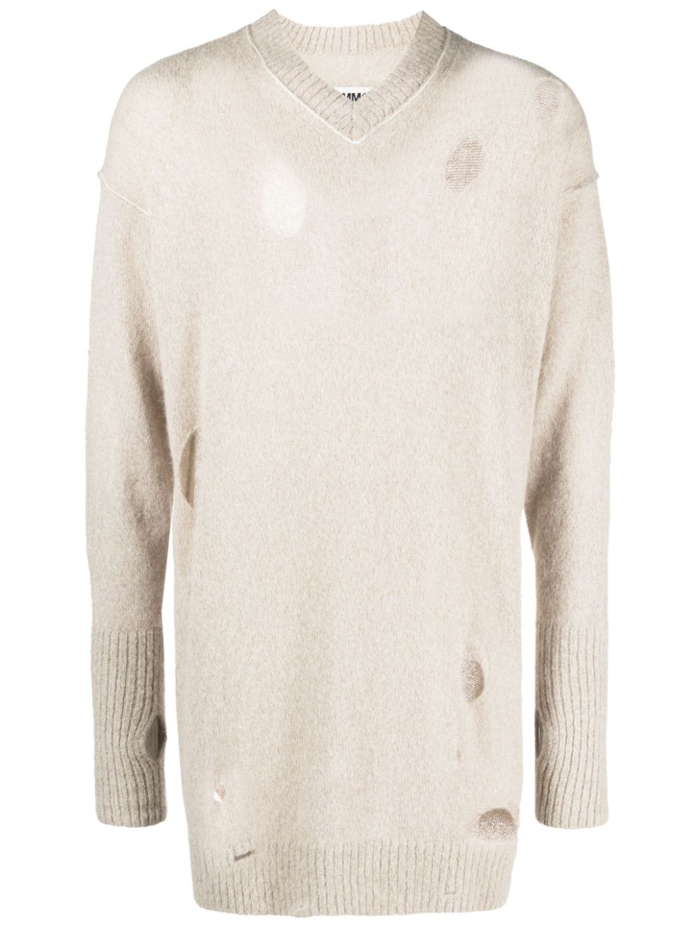 MM6 Maison Margiela distressed-effect knitted jumper - Neutrals von MM6 Maison Margiela