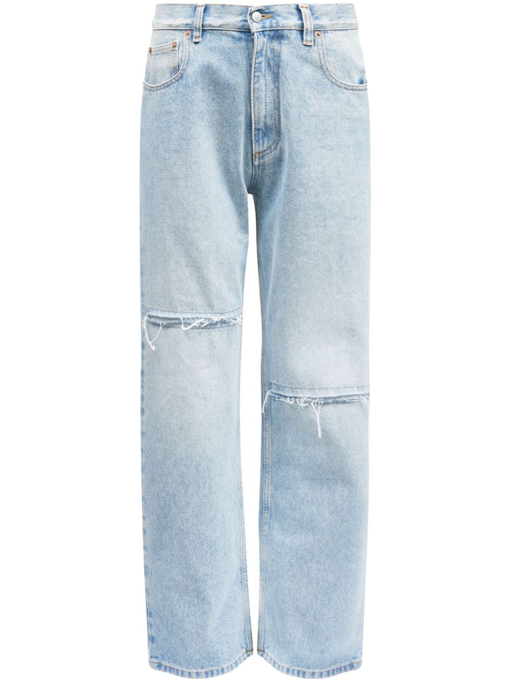 MM6 Maison Margiela distressed-effect straight-leg jeans - Blue von MM6 Maison Margiela