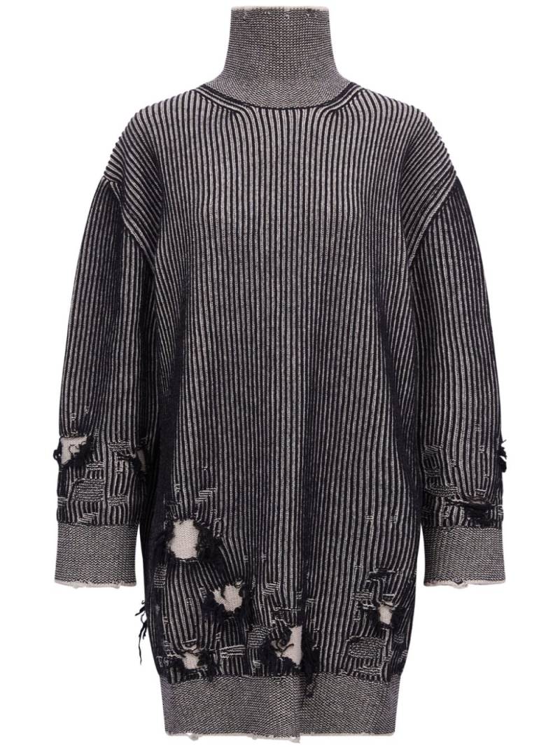 MM6 Maison Margiela distressed rib-knit jumper dress - Black von MM6 Maison Margiela