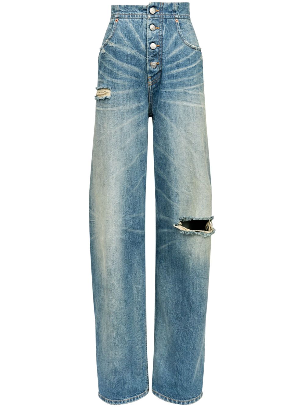 MM6 Maison Margiela distressed straight jeans - Blue von MM6 Maison Margiela