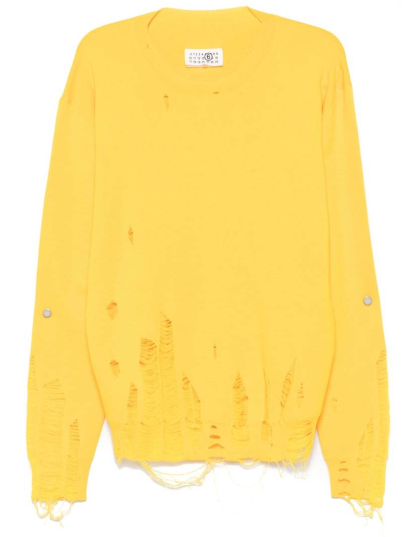 MM6 Maison Margiela distressed sweater - Yellow von MM6 Maison Margiela