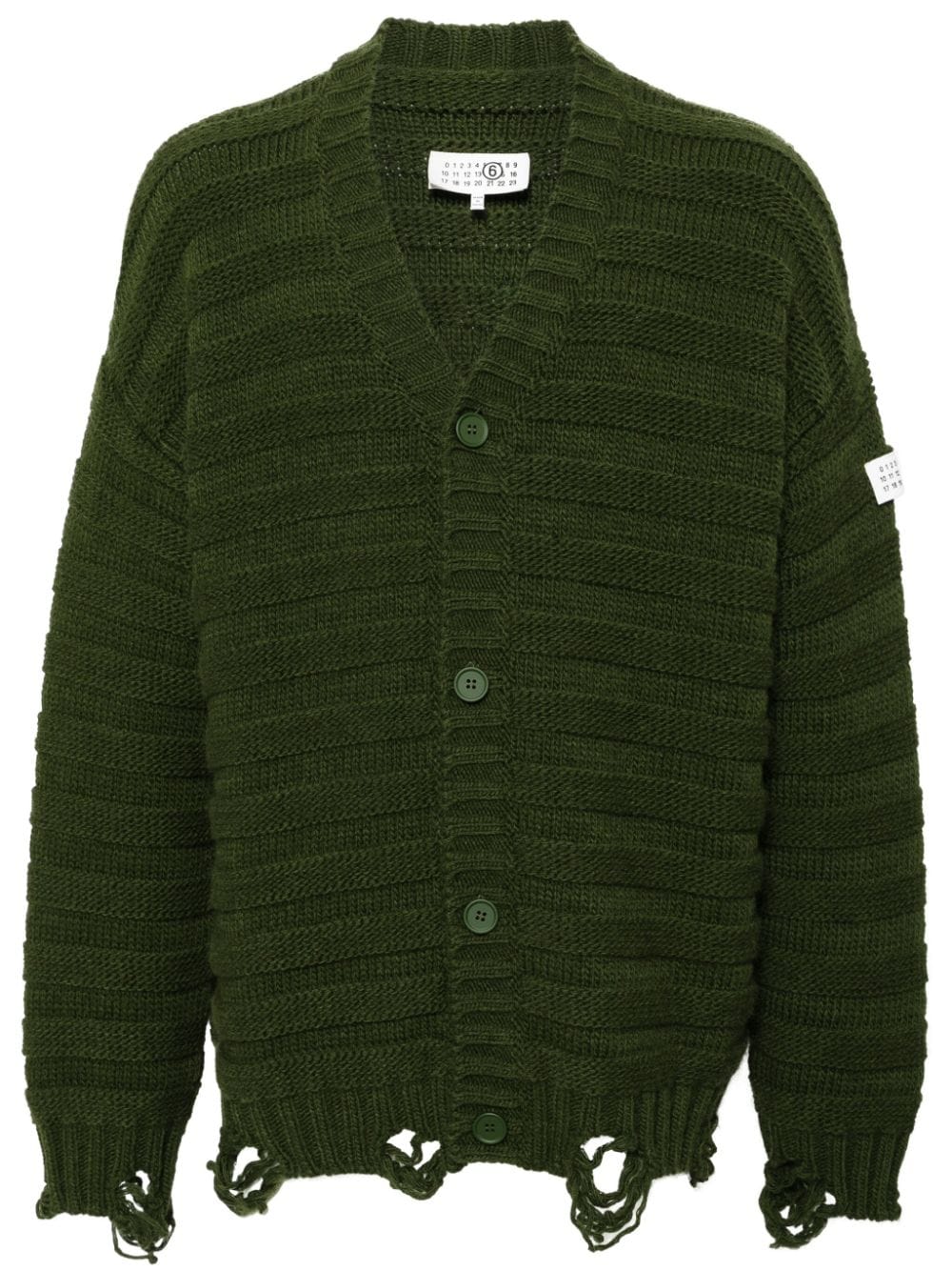 MM6 Maison Margiela distressed-effect cardigan - Green von MM6 Maison Margiela