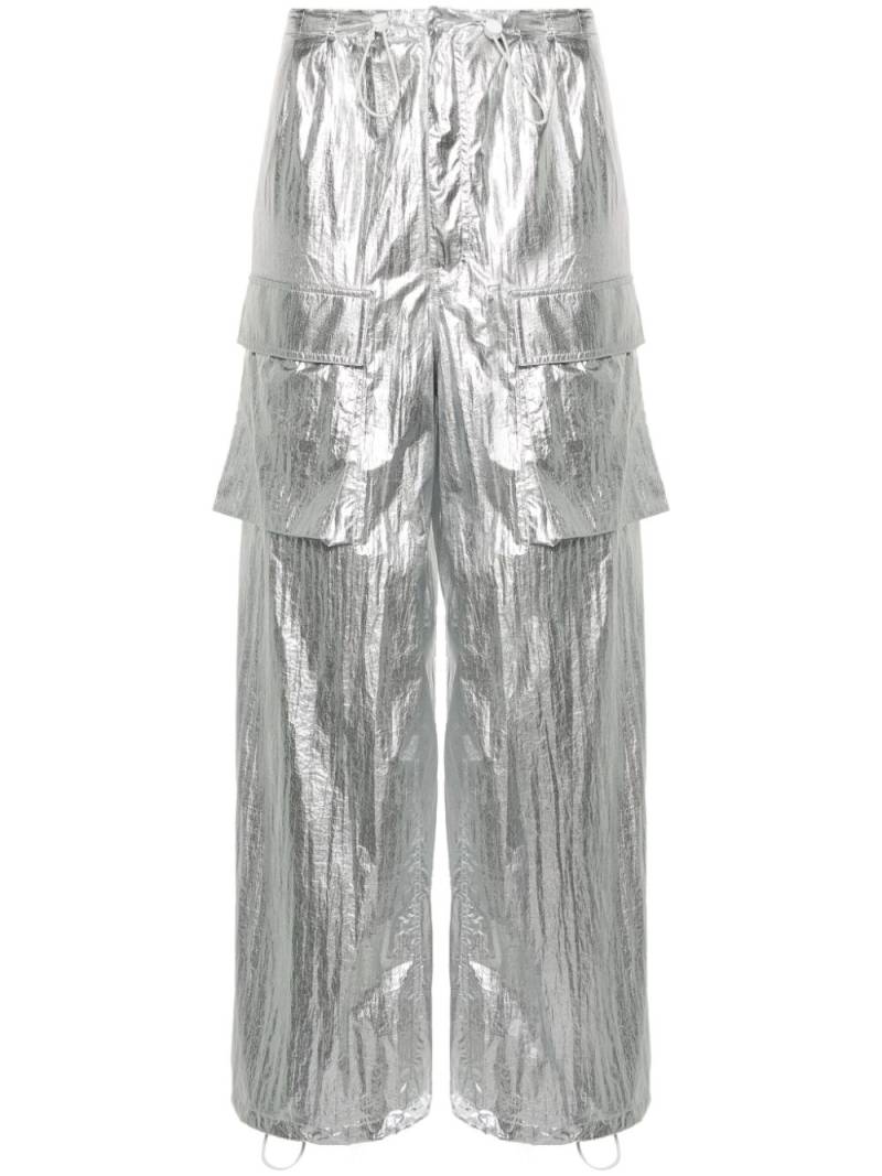 MM6 Maison Margiela drawstring-fastening metallic trousers - Silver von MM6 Maison Margiela