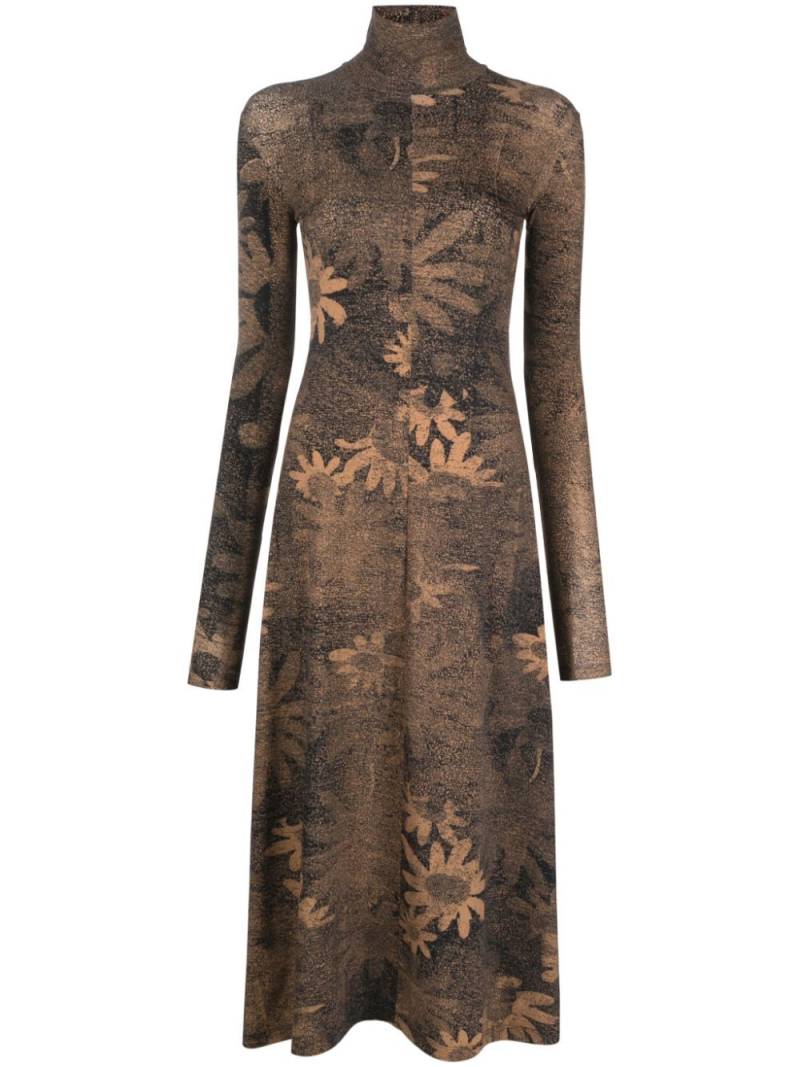 MM6 Maison Margiela floral-print midi dress - Black von MM6 Maison Margiela