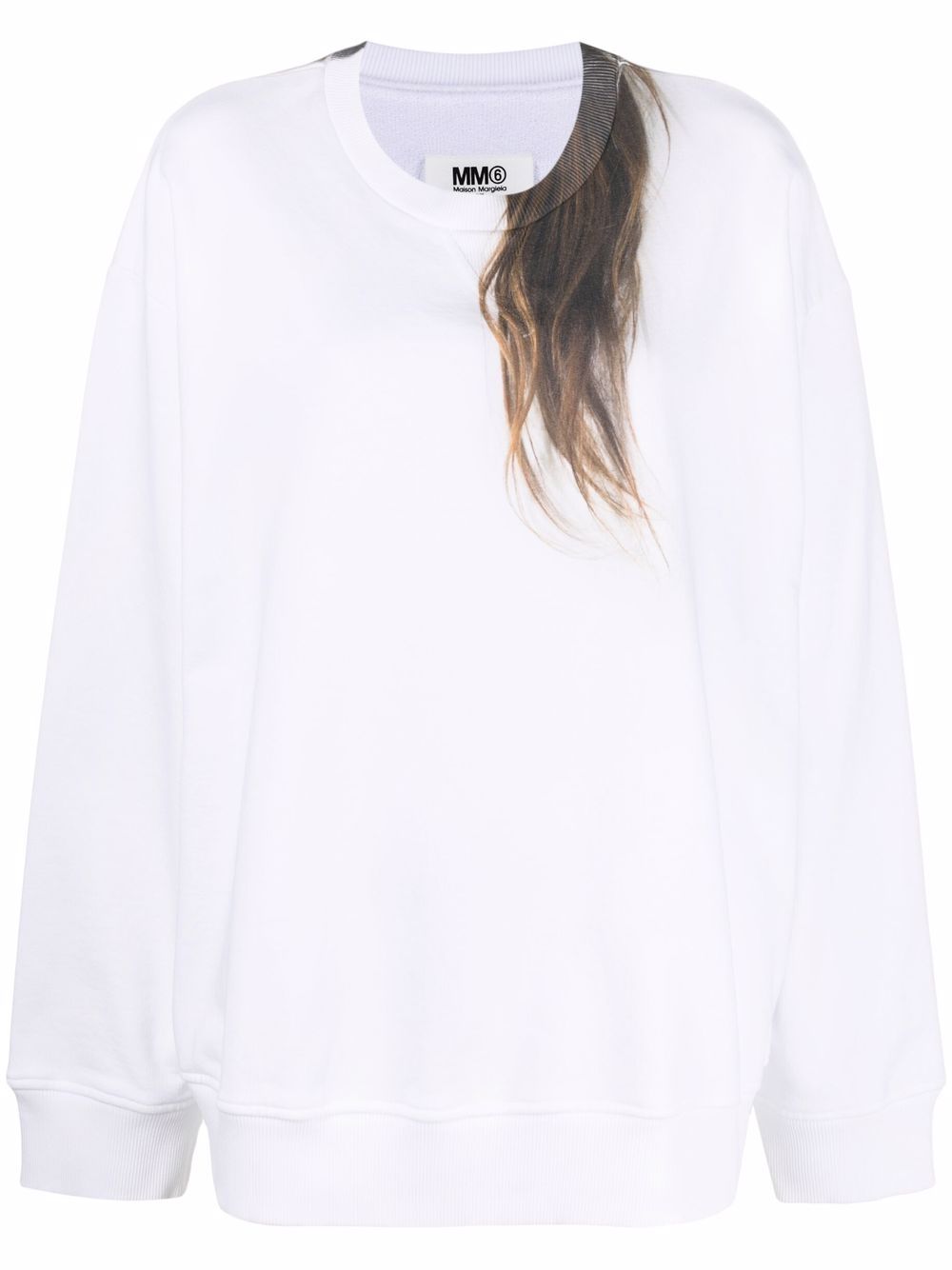 MM6 Maison Margiela hair-print cotton sweatshirt - White von MM6 Maison Margiela