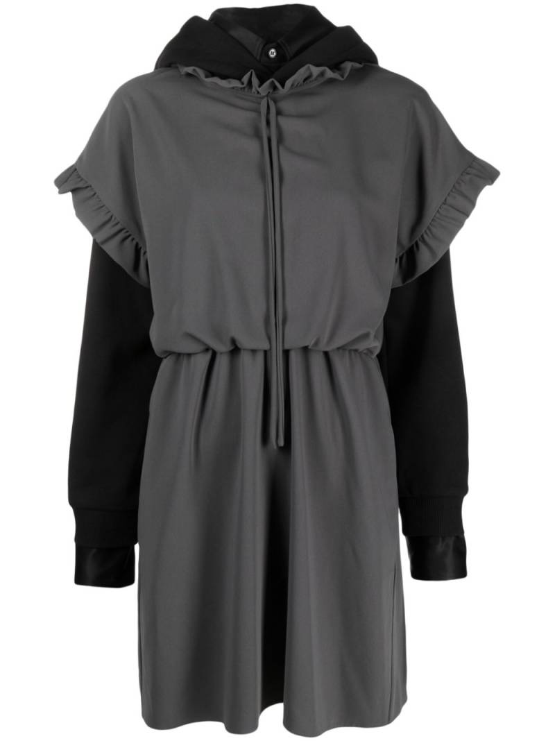 MM6 Maison Margiela layered hooded minidress - Grey von MM6 Maison Margiela