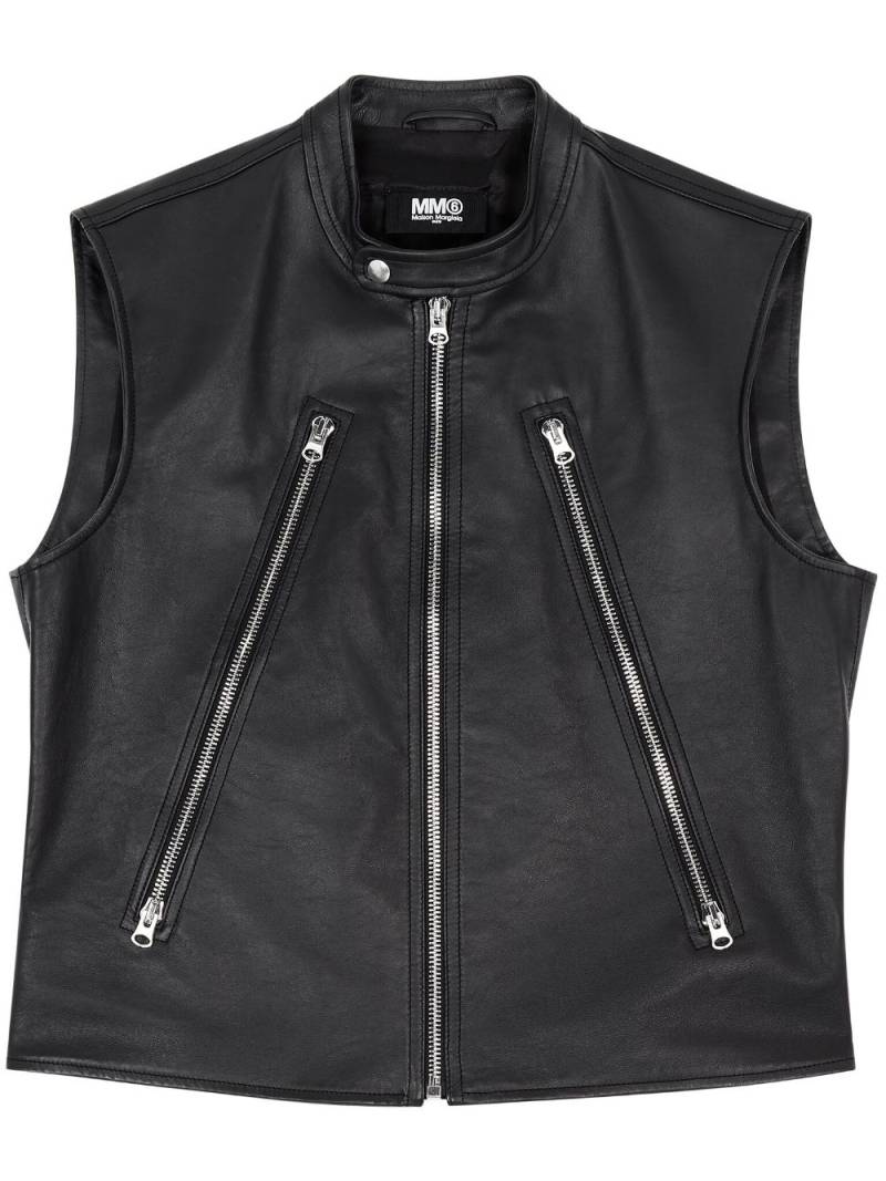 MM6 Maison Margiela leather biker gilet - Black von MM6 Maison Margiela