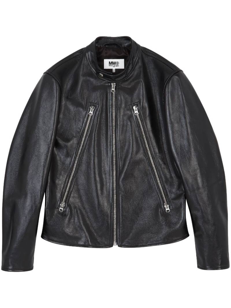 MM6 Maison Margiela leather biker jacket - Black von MM6 Maison Margiela