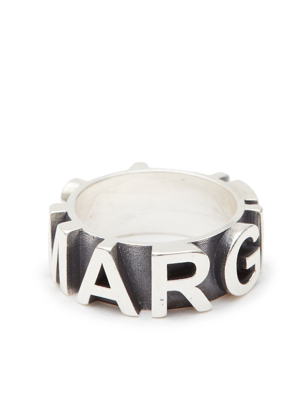 MM6 Maison Margiela logo-embossed band ring - Silver von MM6 Maison Margiela