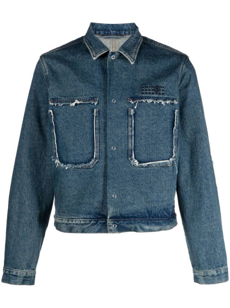 MM6 Maison Margiela logo-embroidered distressed denim jacket - Blue von MM6 Maison Margiela