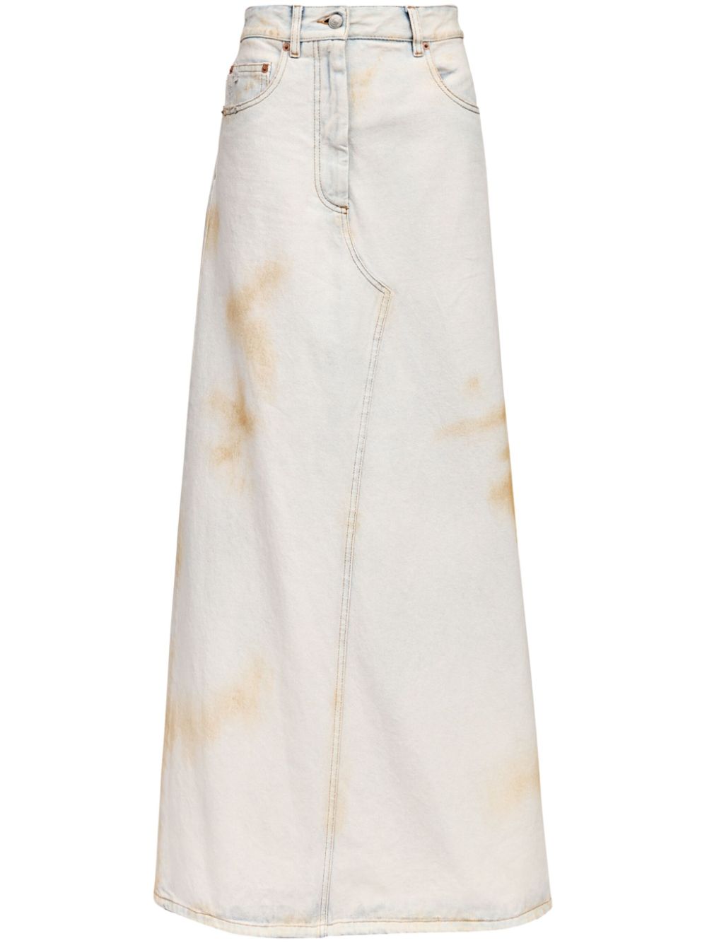 MM6 Maison Margiela logo-patch midi skirt - Blue von MM6 Maison Margiela