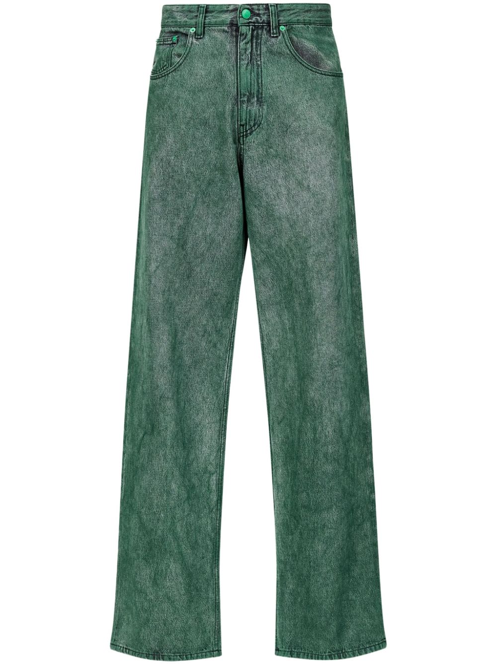 MM6 Maison Margiela logo-patch straight-leg jeans - Green von MM6 Maison Margiela