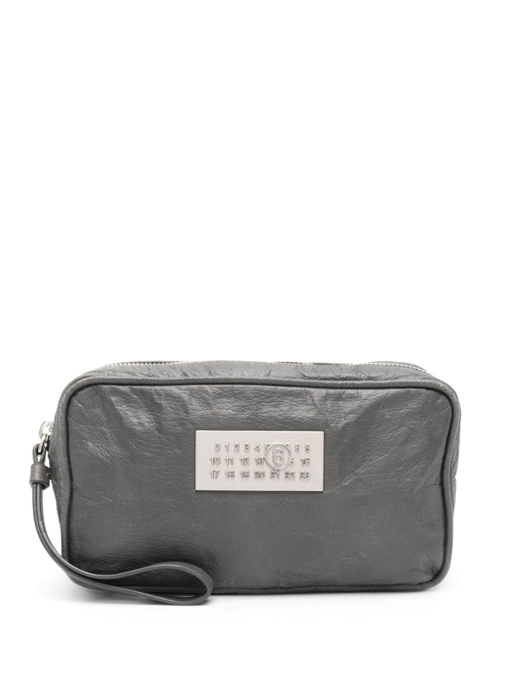 MM6 Maison Margiela logo-plaque makeup bag - Grey von MM6 Maison Margiela