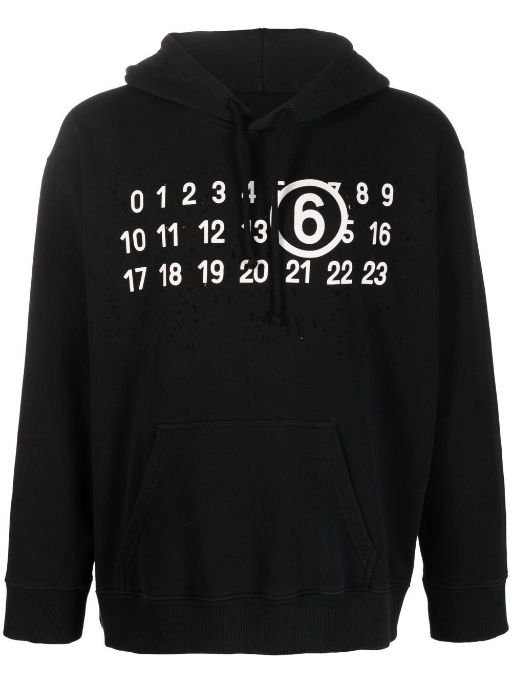 MM6 Maison Margiela logo-print detail hoodie - Black von MM6 Maison Margiela