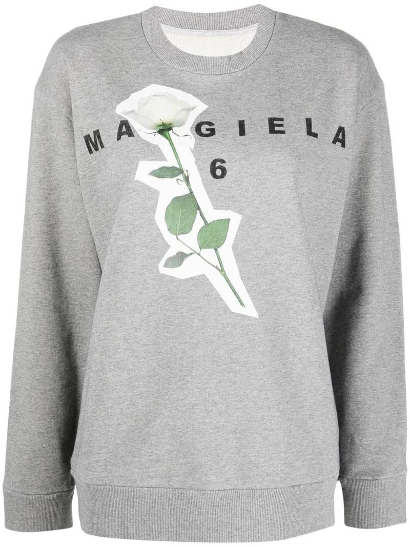 MM6 Maison Margiela logo-print detail sweatshirt - Grey von MM6 Maison Margiela