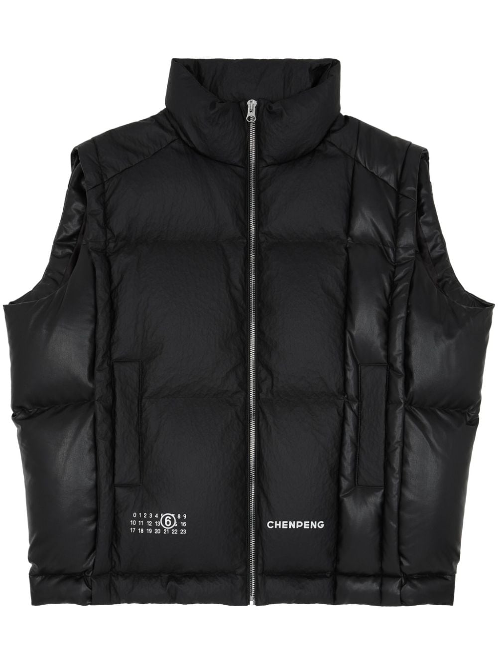 MM6 Maison Margiela x Chen Peng logo-print padded gilet - Black von MM6 Maison Margiela