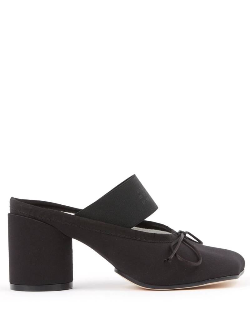 MM6 Maison Margiela logo-strap bow-detail mules - Black von MM6 Maison Margiela