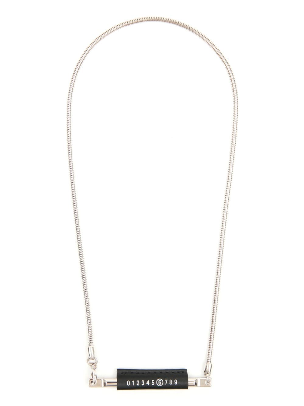 MM6 Maison Margiela number-print leather bar necklace - Silver von MM6 Maison Margiela