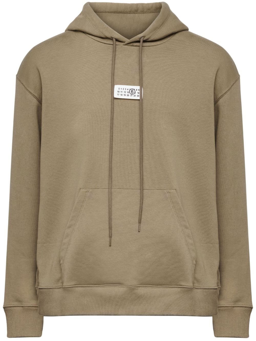 MM6 Maison Margiela numbers-appliqué drawstring hoodie - Brown von MM6 Maison Margiela