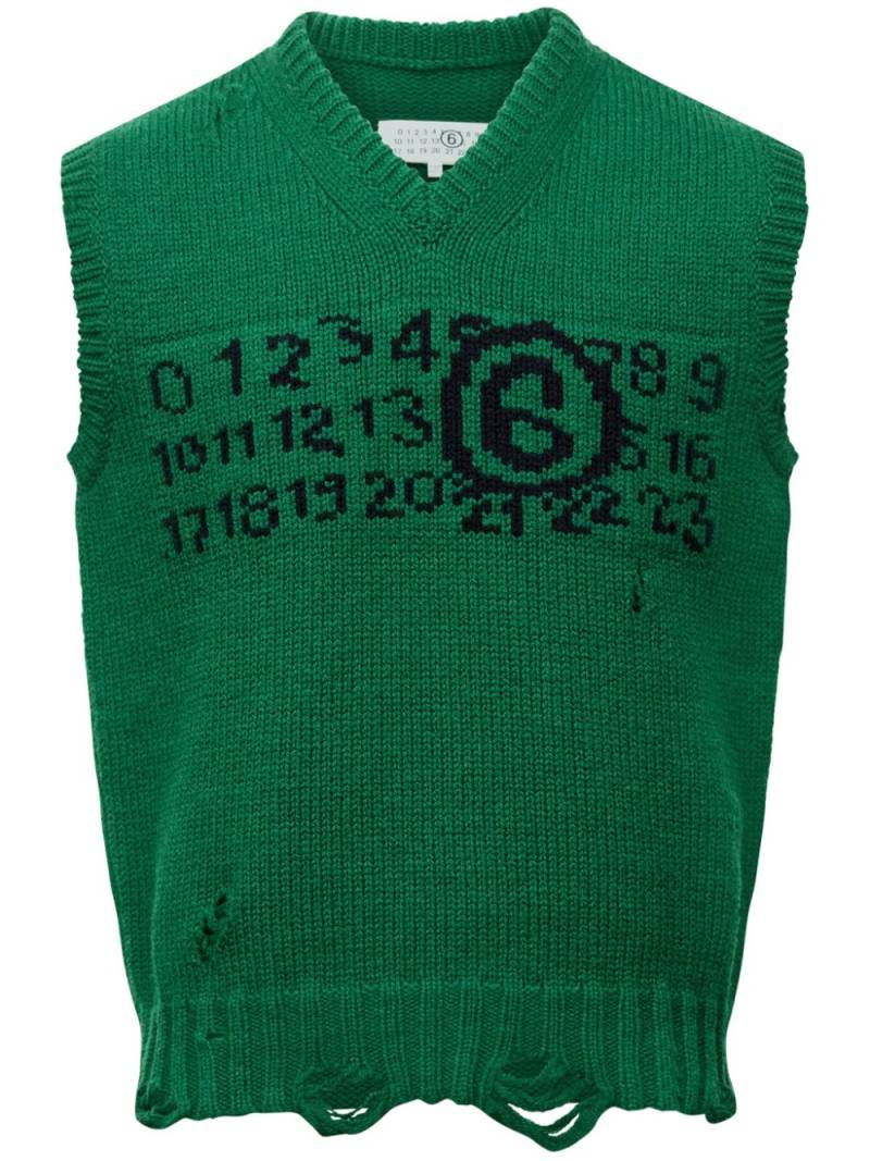 MM6 Maison Margiela numbers embroidered sweater - Green von MM6 Maison Margiela