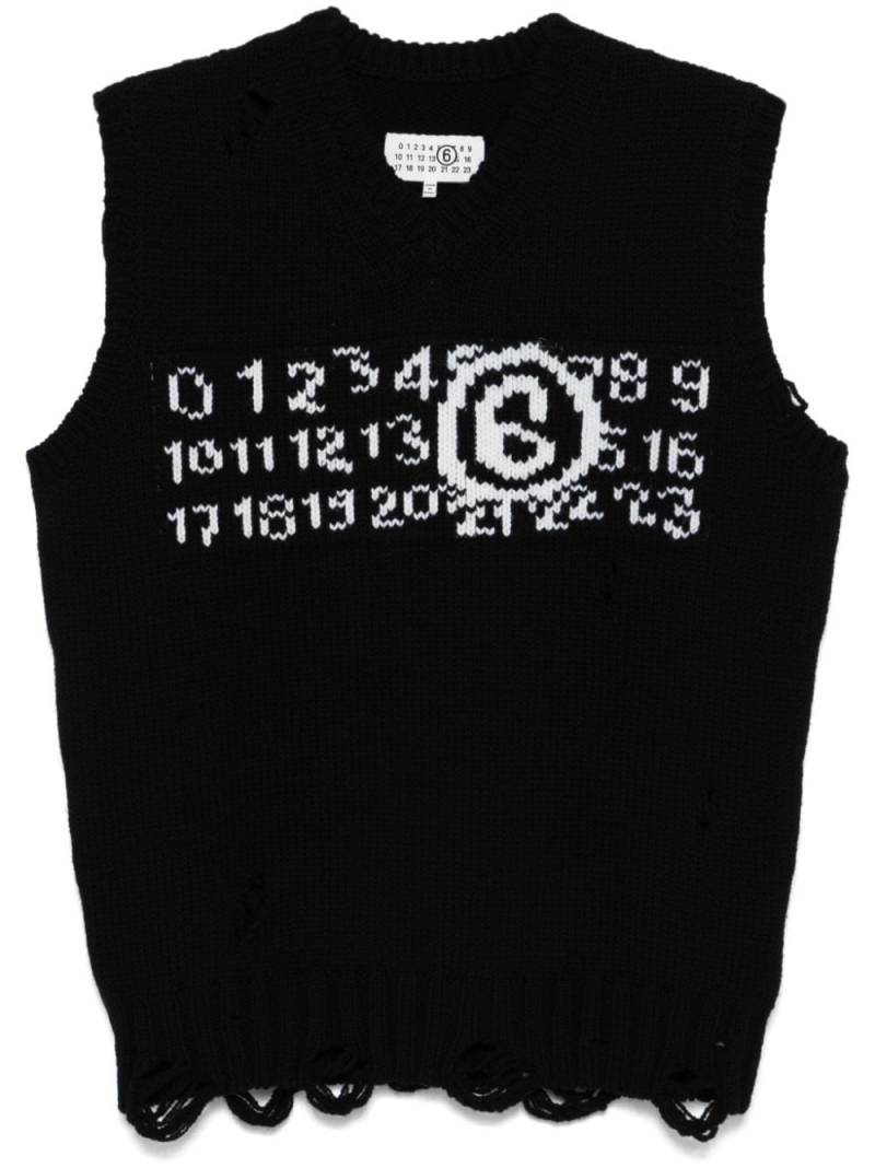 MM6 Maison Margiela numbers-intarsia vest - Black von MM6 Maison Margiela