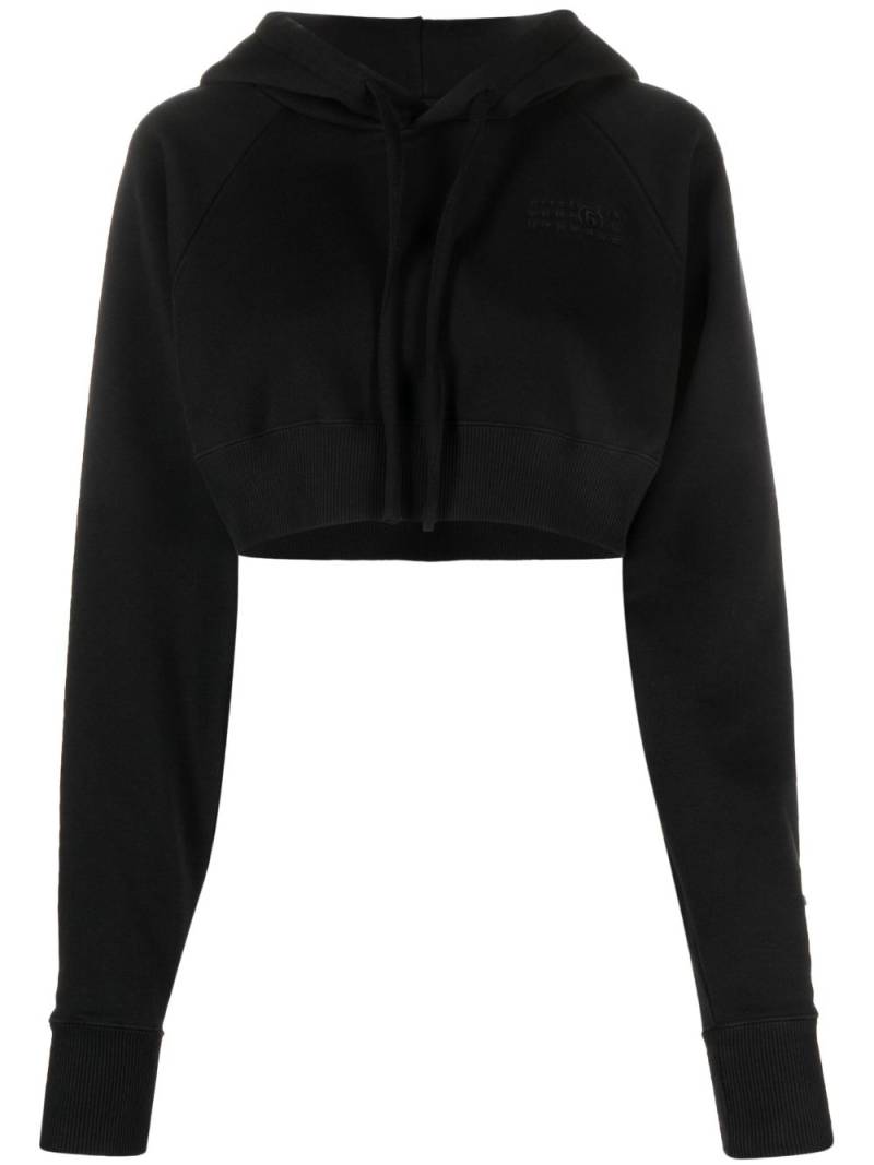 MM6 Maison Margiela numbers-motif cropped hoodie - Black von MM6 Maison Margiela