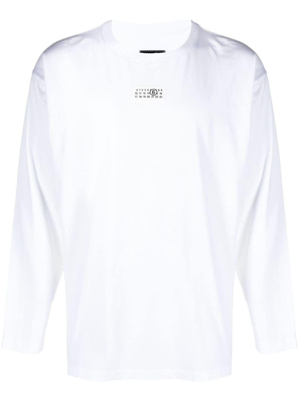 MM6 Maison Margiela numbers motif-patch long-sleeve T-shirt - White von MM6 Maison Margiela