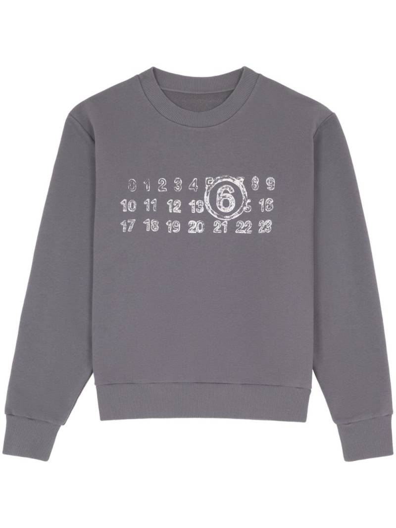 MM6 Maison Margiela numbers motif-print sweatshirt - Grey von MM6 Maison Margiela