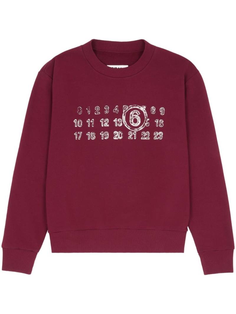 MM6 Maison Margiela numbers motif-print sweatshirt - Red von MM6 Maison Margiela