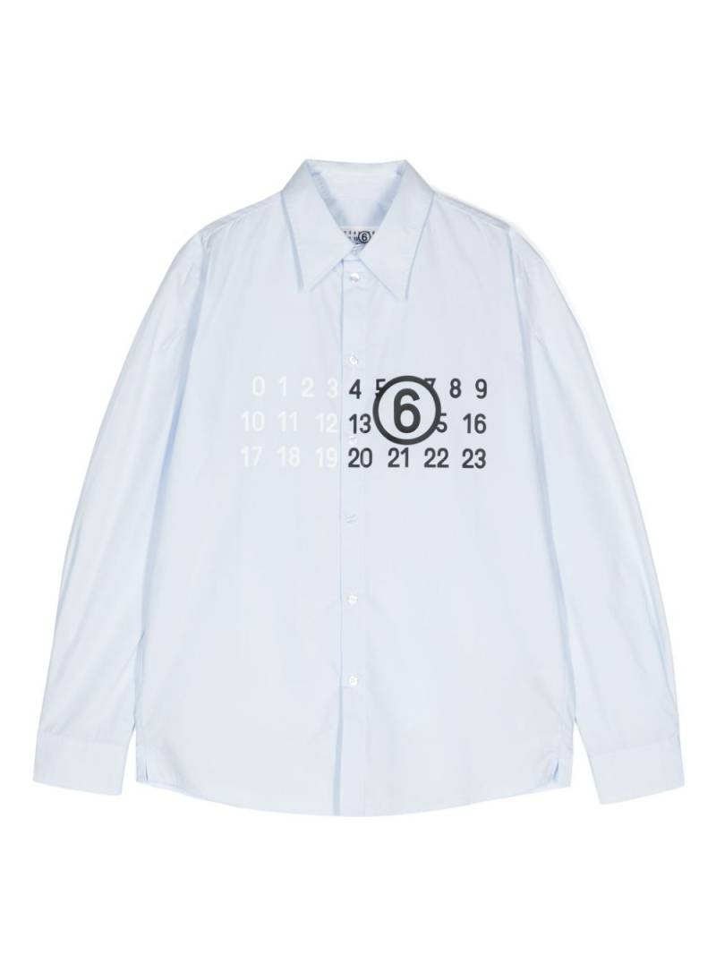 MM6 Maison Margiela numbers-motif shirt - Blue von MM6 Maison Margiela