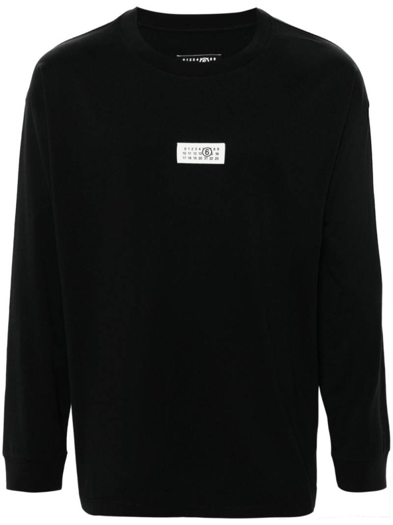 MM6 Maison Margiela numbers-tag long-sleeve T-shirt - Black von MM6 Maison Margiela