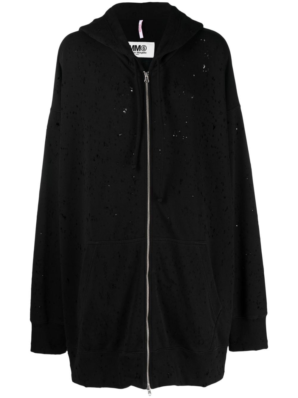 MM6 Maison Margiela oversize perforated hooded jacket - Black von MM6 Maison Margiela