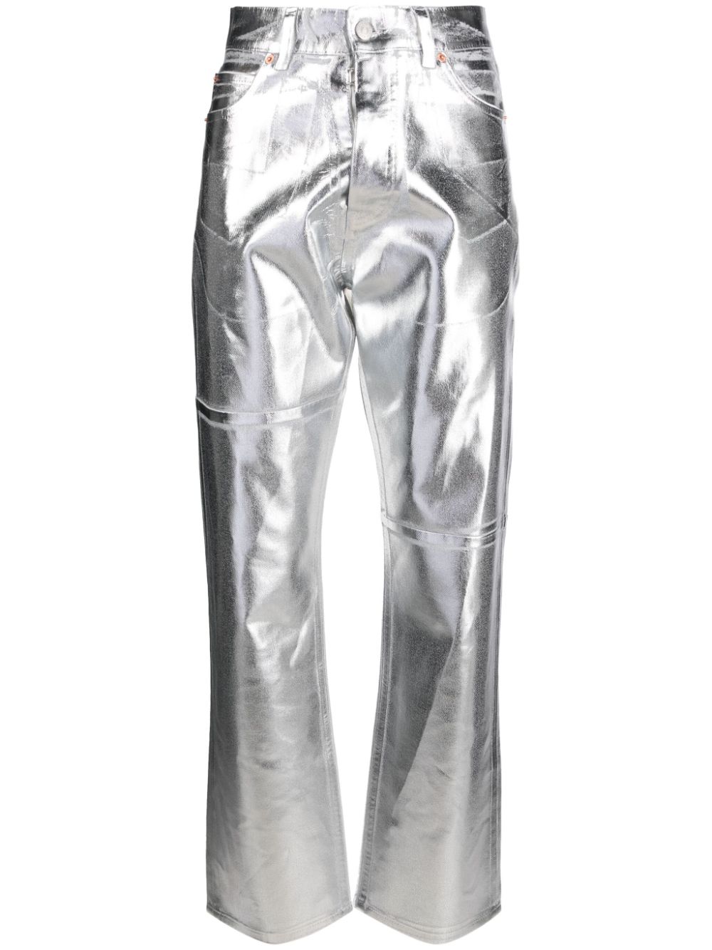 MM6 Maison Margiela foiled-effect tapered-leg jeans - Silver von MM6 Maison Margiela