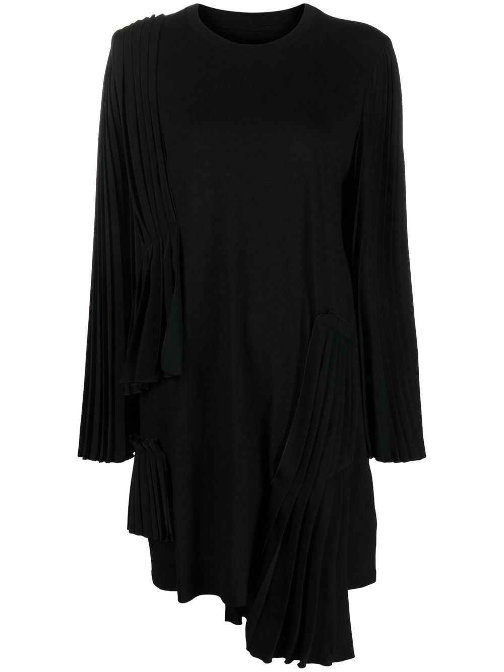 MM6 Maison Margiela pleated asymmetric cotton dress - Black von MM6 Maison Margiela